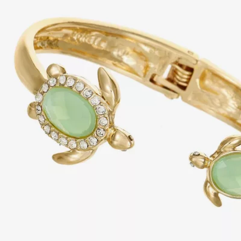 Monet Turtle Womens Green Glass Bangle Bracelet