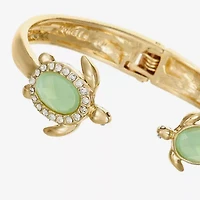Monet Turtle Womens Green Glass Bangle Bracelet