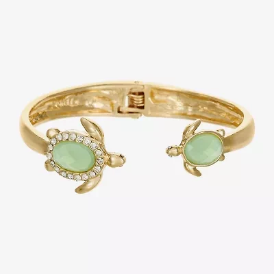 Monet Turtle Womens Green Glass Bangle Bracelet