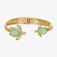 Monet Turtle Womens Green Glass Bangle Bracelet