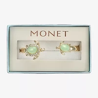 Monet Turtle Womens Green Glass Bangle Bracelet