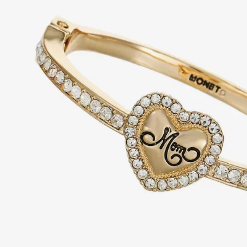 Monet Jewelry Mom Womens Glass Heart Bangle Bracelet