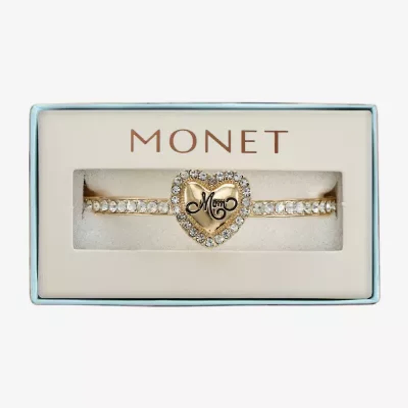 Monet Jewelry Mom Womens Glass Heart Bangle Bracelet