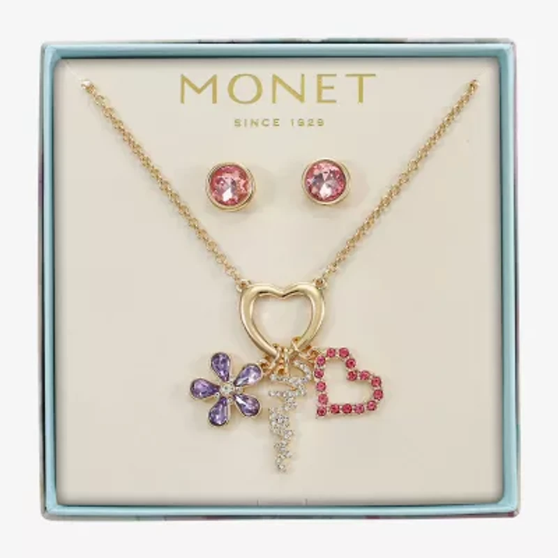 Monet Mom Womens Multi Color Glass Heart 2-pc. Jewelry Set