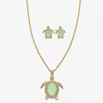 Monet Turtle Womens Green Glass 2-pc. Jewelry Set