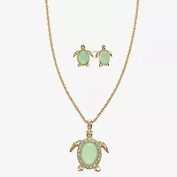Monet Turtle Womens Green Glass 2-pc. Jewelry Set