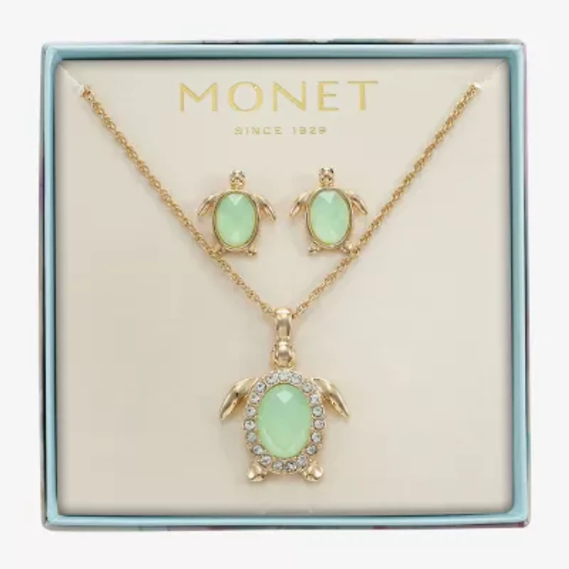 Monet Turtle Womens Green Glass 2-pc. Jewelry Set