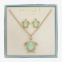 Monet Turtle Womens Green Glass 2-pc. Jewelry Set