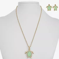 Monet Turtle Womens Green Glass 2-pc. Jewelry Set