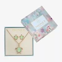 Monet Turtle Womens Green Glass 2-pc. Jewelry Set