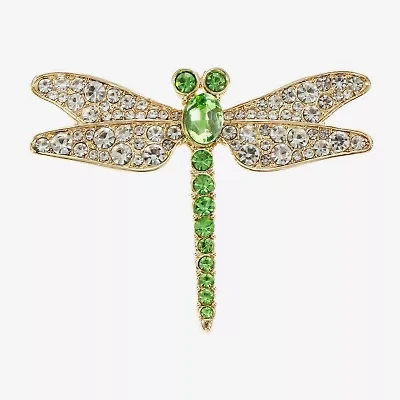 Monet Dragonfly Green Glass Pin