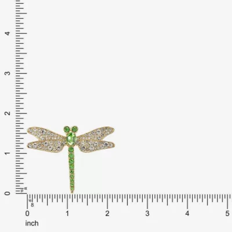 Monet Dragonfly Green Glass Pin