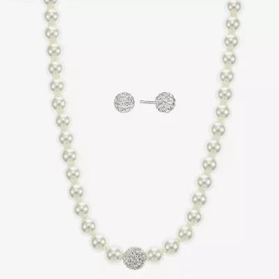 Monet Womens White Glass Simulated Pearl 2-pc. Jewelry Set