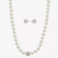 Monet Womens White Glass Simulated Pearl 2-pc. Jewelry Set