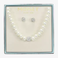 Monet Womens White Glass Simulated Pearl 2-pc. Jewelry Set