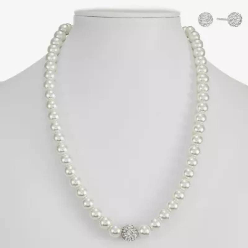 Monet Womens White Glass Simulated Pearl 2-pc. Jewelry Set