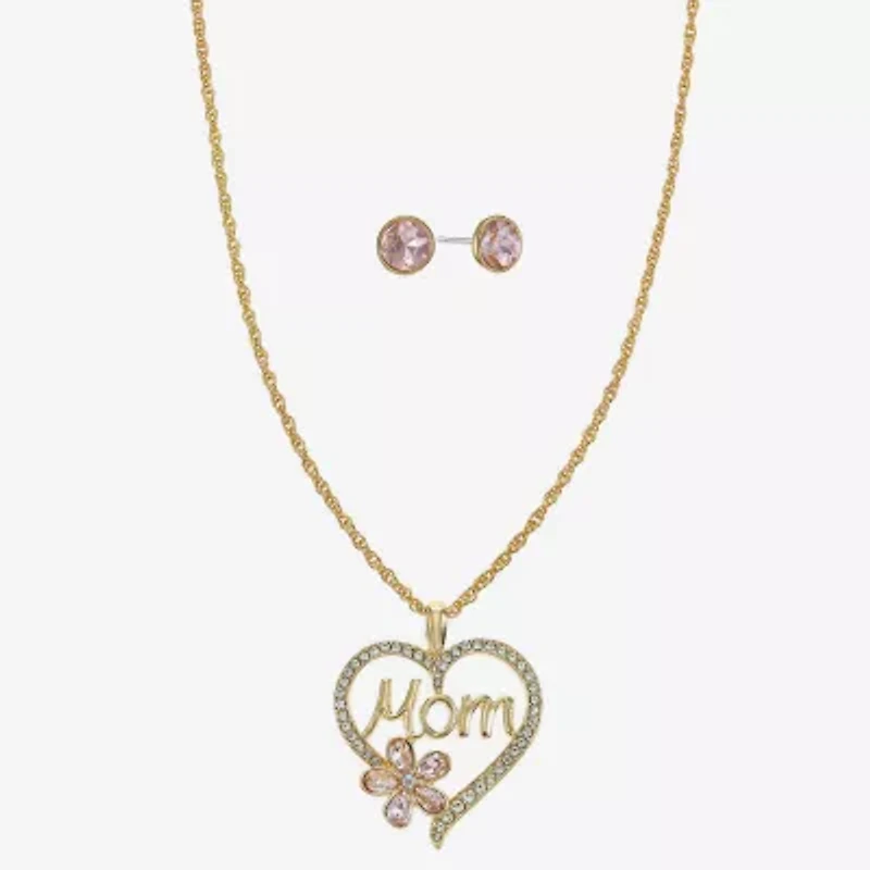 Monet Jewelry Mom Womens Pink Glass Heart 2-pc. Jewelry Set