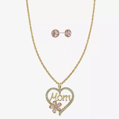 Monet Jewelry Mom Womens Pink Glass Heart 2-pc. Jewelry Set