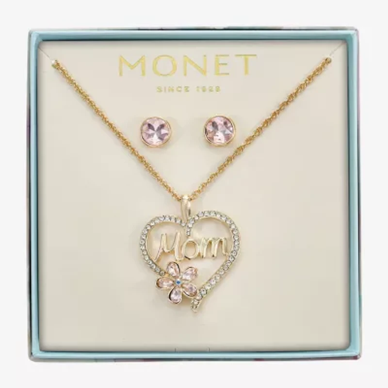 Monet Jewelry Mom Womens Pink Glass Heart 2-pc. Jewelry Set