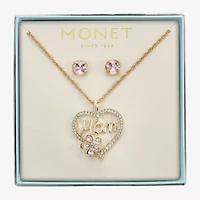 Monet Jewelry Mom Womens Pink Glass Heart 2-pc. Jewelry Set
