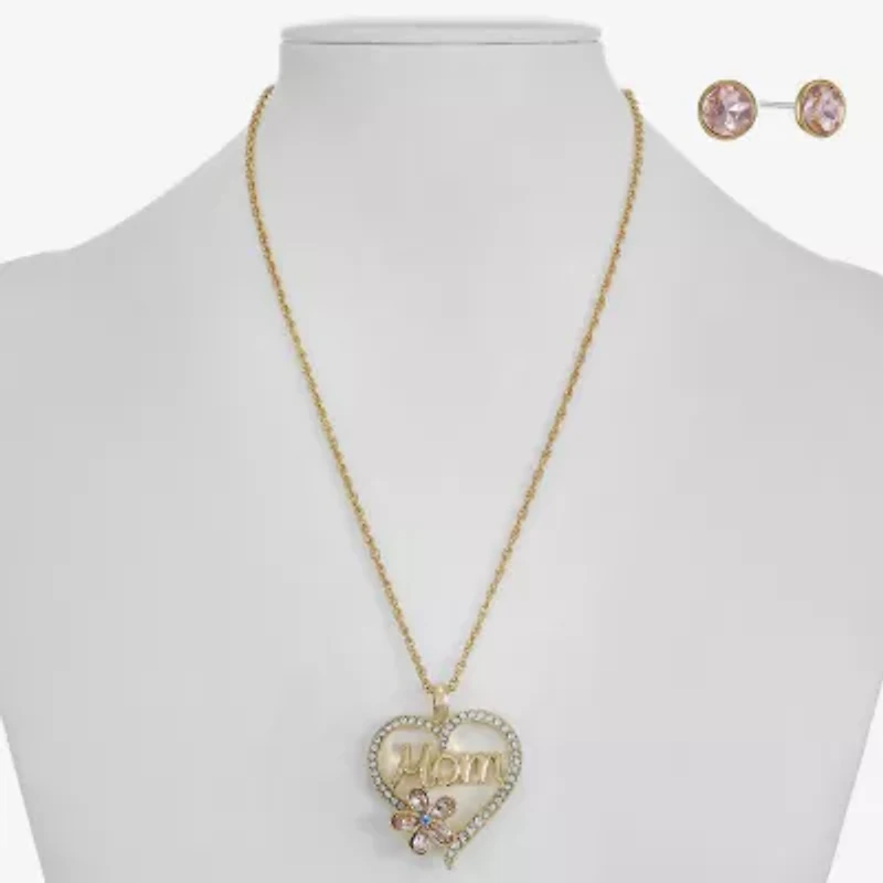 Monet Jewelry Mom Womens Pink Glass Heart 2-pc. Jewelry Set