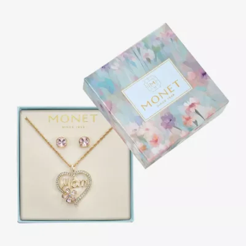 Monet Jewelry Mom Womens Pink Glass Heart 2-pc. Jewelry Set