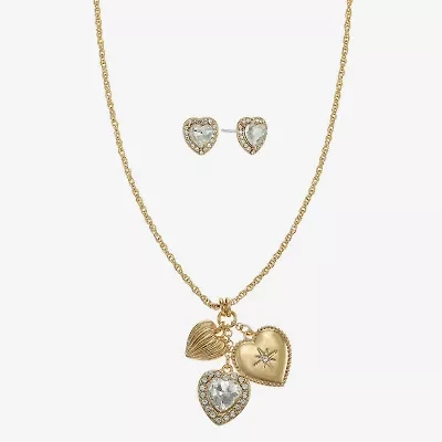 Monet Womens Glass Heart 2-pc. Jewelry Set