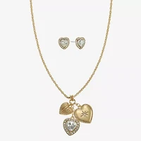 Monet Womens Glass Heart 2-pc. Jewelry Set