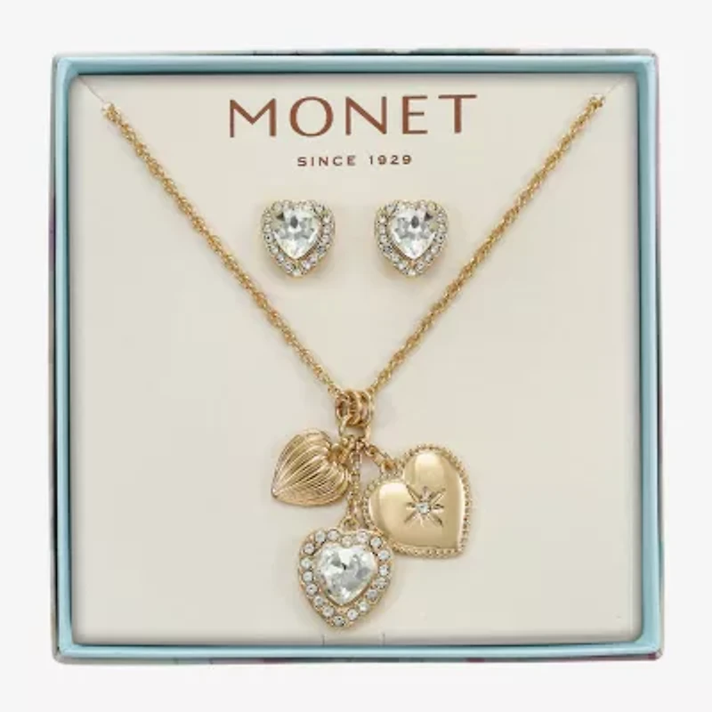 Monet Womens Glass Heart 2-pc. Jewelry Set