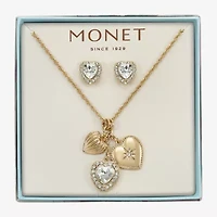 Monet Womens Glass Heart 2-pc. Jewelry Set