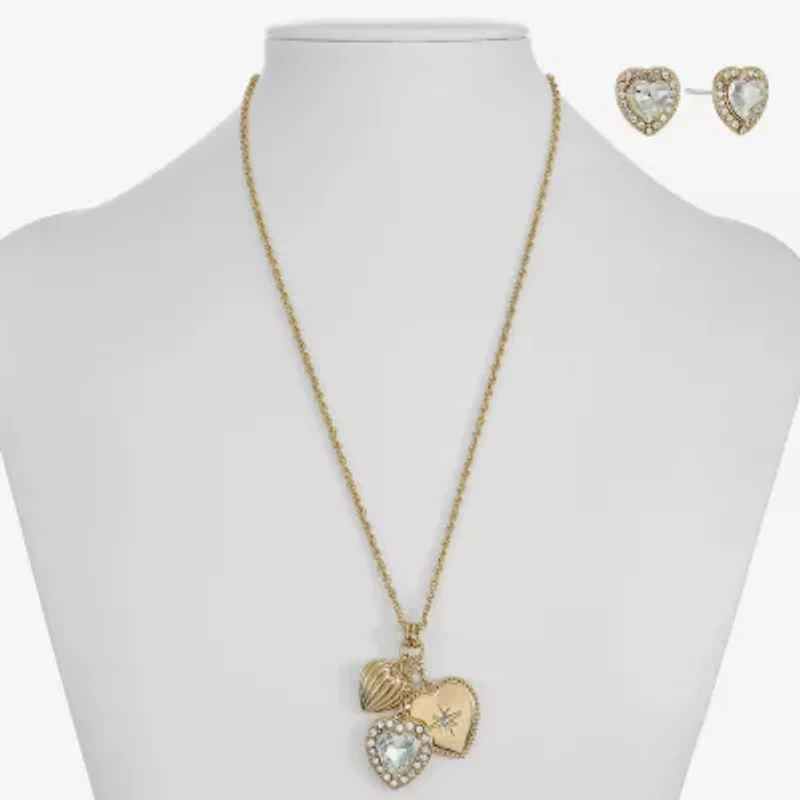Monet Womens Glass Heart 2-pc. Jewelry Set
