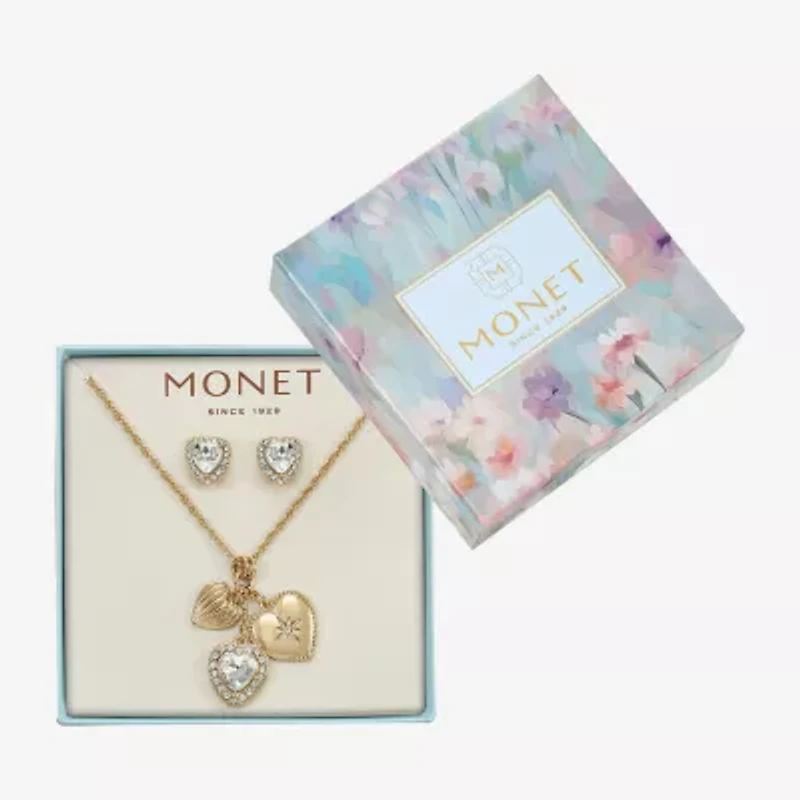 Monet Womens Glass Heart 2-pc. Jewelry Set