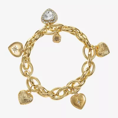 Monet Womens Glass Heart Stretch Bracelet