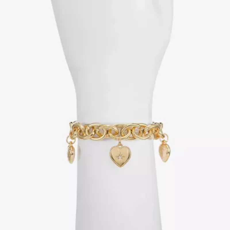 Monet Womens Glass Heart Stretch Bracelet