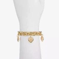 Monet Womens Glass Heart Stretch Bracelet