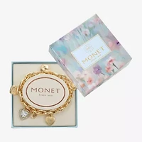 Monet Womens Glass Heart Stretch Bracelet