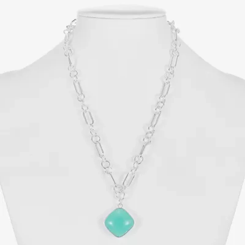 Liz Claiborne Womens Blue 17 Inch Pendant Necklace