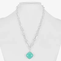 Liz Claiborne Womens Blue 17 Inch Pendant Necklace