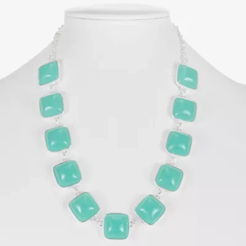 Liz Claiborne Womens Blue 17 Inch Collar Necklace