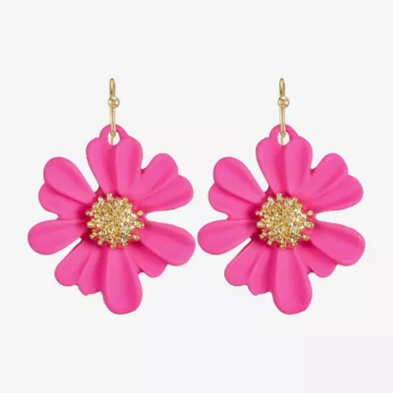 Liz Claiborne Womens Flower Drop Earrings