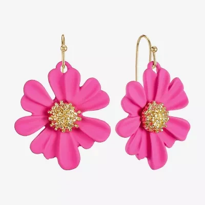Liz Claiborne Womens Flower Drop Earrings