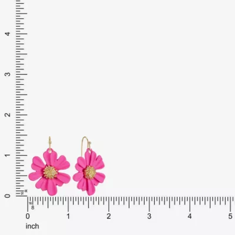Liz Claiborne Womens Flower Drop Earrings