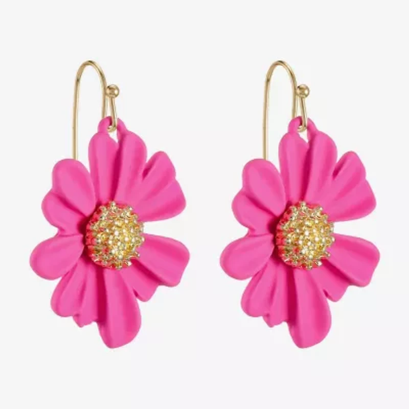Liz Claiborne Womens Flower Drop Earrings