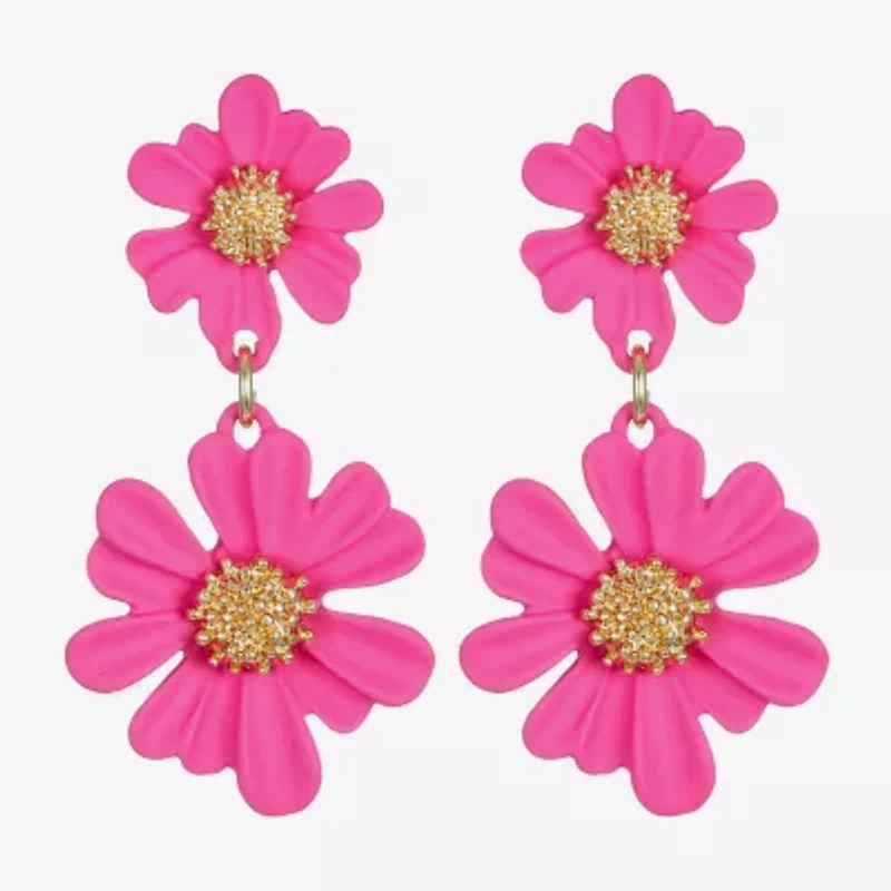 Liz Claiborne Womens Flower Hypoallergenic Drop Earrings