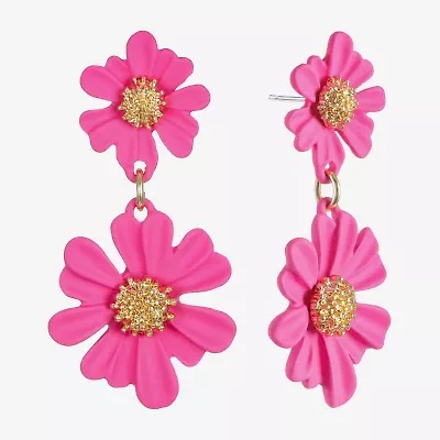 Liz Claiborne Womens Flower Hypoallergenic Drop Earrings