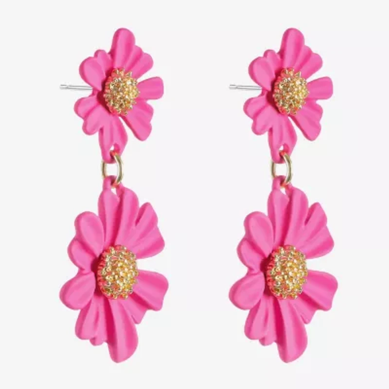 Liz Claiborne Womens Flower Hypoallergenic Drop Earrings