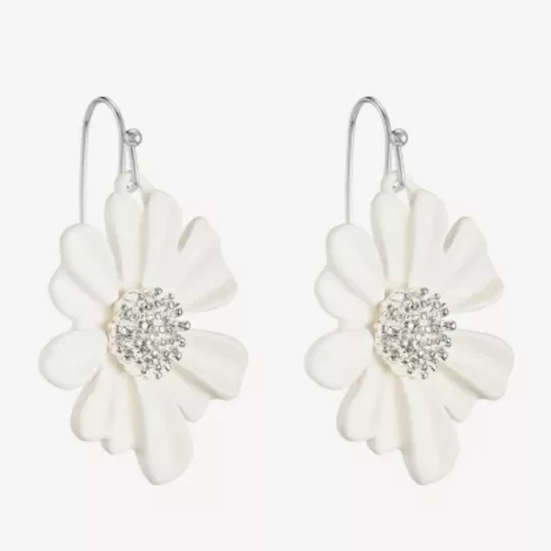 Liz Claiborne Womens Flower Drop Earrings