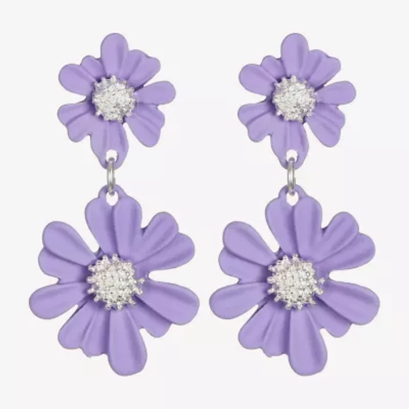 Liz Claiborne Womens Flower Hypoallergenic Drop Earrings