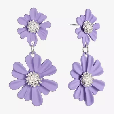 Liz Claiborne Womens Flower Hypoallergenic Drop Earrings