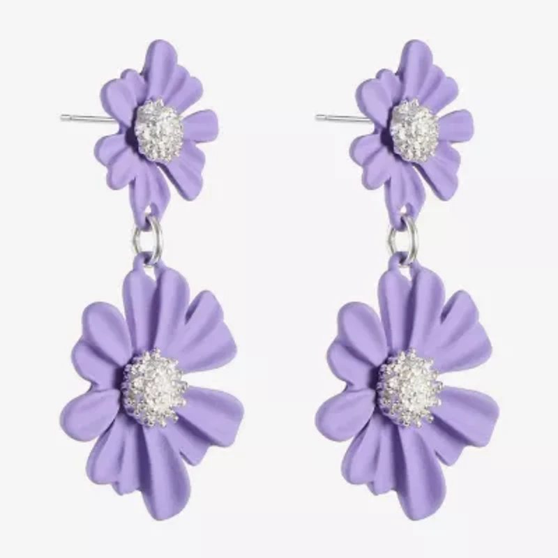 Liz Claiborne Womens Flower Hypoallergenic Drop Earrings